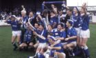 The St Johnstone players celebrate winning the First Division in 1990.