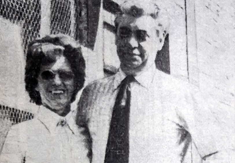 a black and white picture of Alan and Betty Howie outside in 1978.