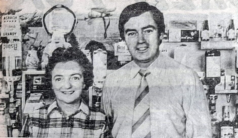 Helen Maitland and son Maurice behind the bar at the Central Bar in 1978