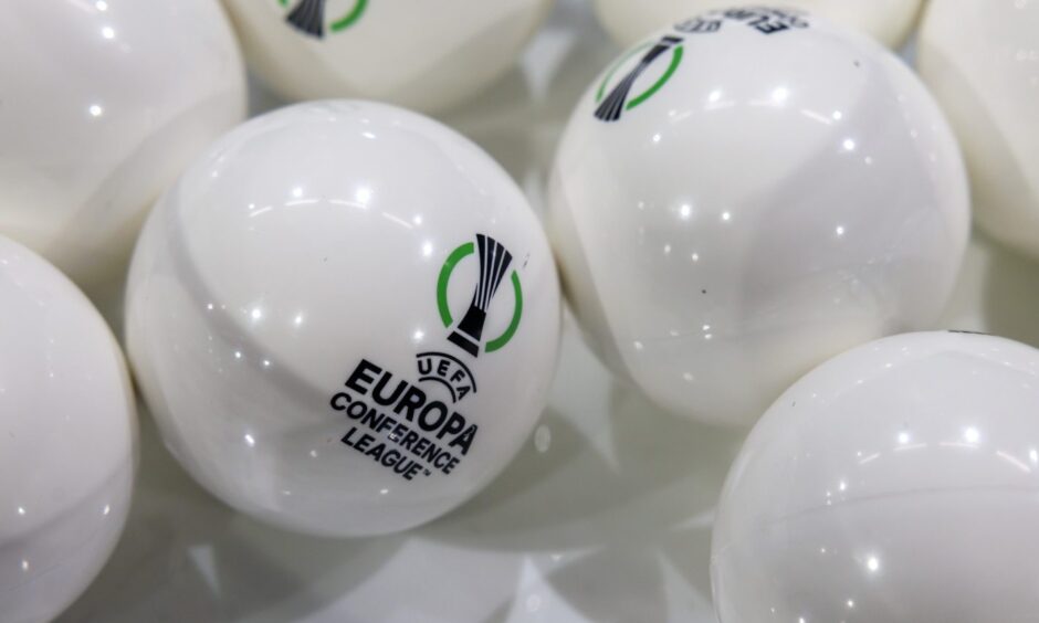 The Europa Conference League balls used for the the draw