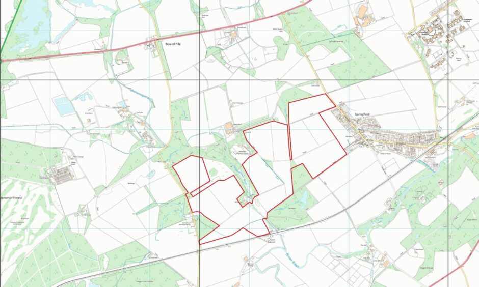 A map showing the site of the proposed solar farm at West Springfield