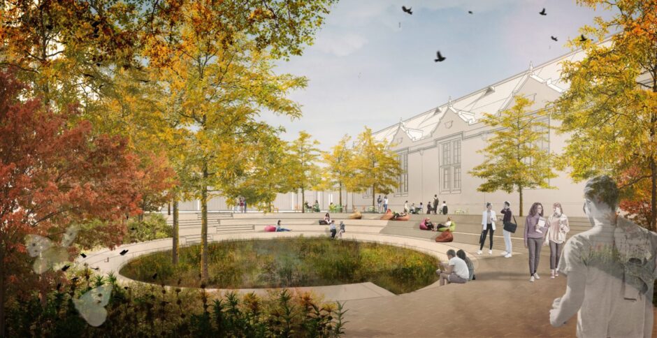 The college will feature community spaces. 