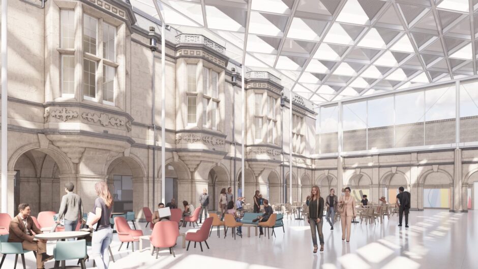 How the former school quad could look with a new glass roof.