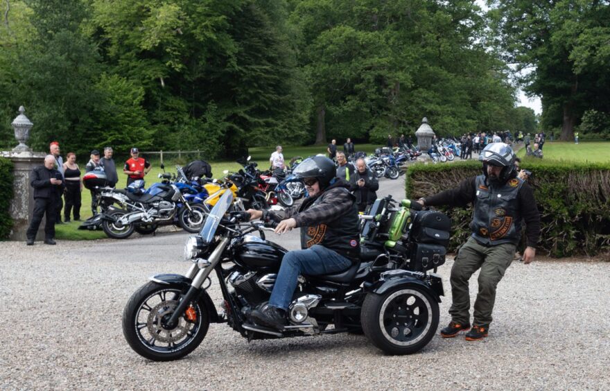 Motorcyclists prepare for the rideout at Brechin Castle during the 2025 Bike and Trike Fest in Angus.