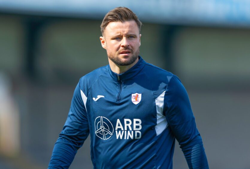 Callum Fordyce warms up before a game with Raith Rovers.