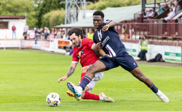 Tony Yogane proved a real handful for the Brechin defence. Image: Ross Parker/SNS