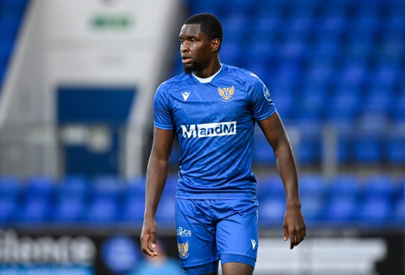 Cheick Diabate in action against Falkirk.