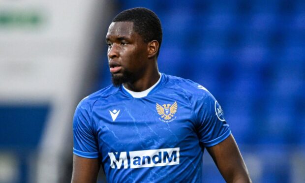 Cheick Diabate in action against Falkirk.