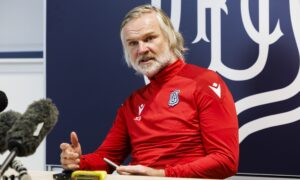 Dundee head Coach Steven Pressley. Image: Mark Scates/SNS
