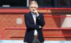 Dundee boss Steven Pressley watches on as his team lose to Airdrie. Image: Roddy Scott/SNS