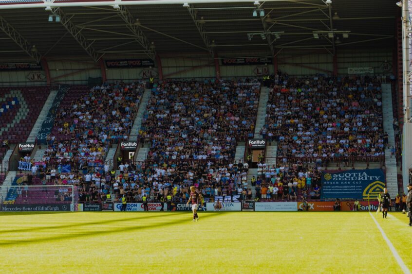 A picture of the 1,600-strong Dunfermline support against Hearts at Tynecastle.