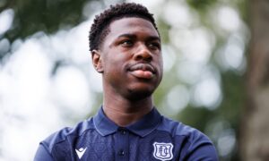 Tony Yogane will spend the season at Dundee on loan from Brentford. Image: Ross Parker/ SNS