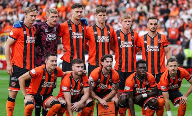Dundee United team ahead of Uefa Conference League tie against UNA Strassen. Image: Ross Parker / SNS Group