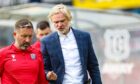 Dundee head coach Steven Pressley (right) with assistant Barry Nicholson. Image: Ross MacDonald/SNS