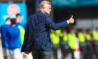 Thumbs up from Steven Pressley - but he wasn't pleased with everything from his Dundee side. Image: Ross MacDonald/SNS