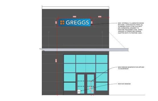 A projection of how the new Greggs will look.