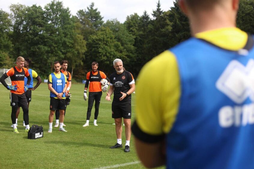 Jim Goodwin on the training pitch at Dundee United's camp in the Netherlands