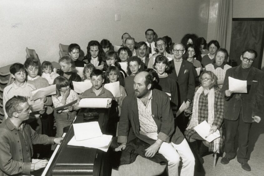 Michael Marra and Alan Lyddiard during 1988 rehearsals in Whitfield.