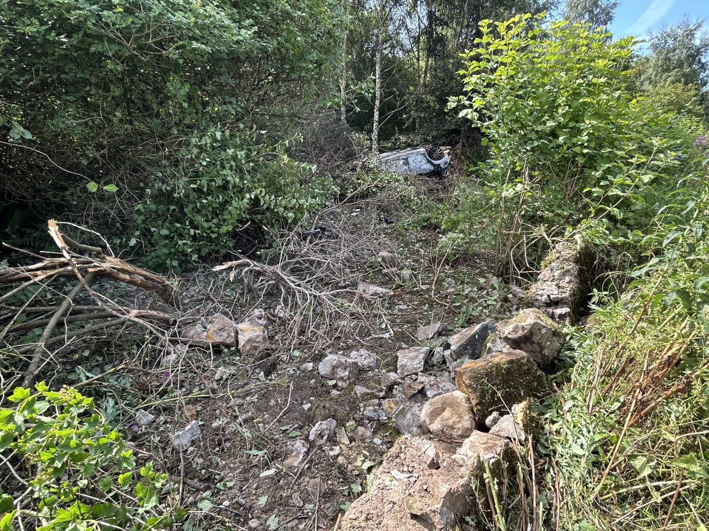 The burnt-out wreckage lies about 20 metres off the B941 near Kilconquhar.