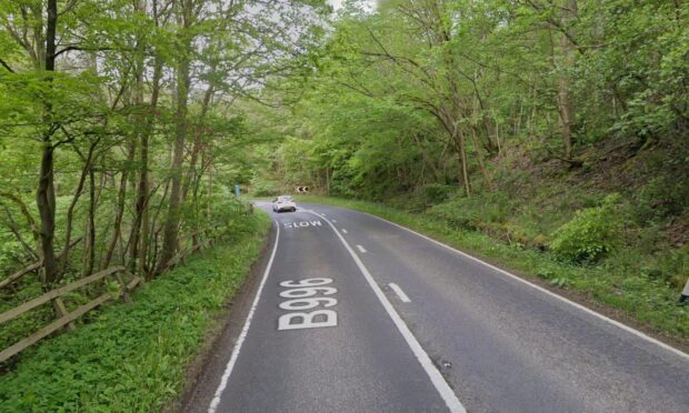 The B966 between Glenfarg and the A912.