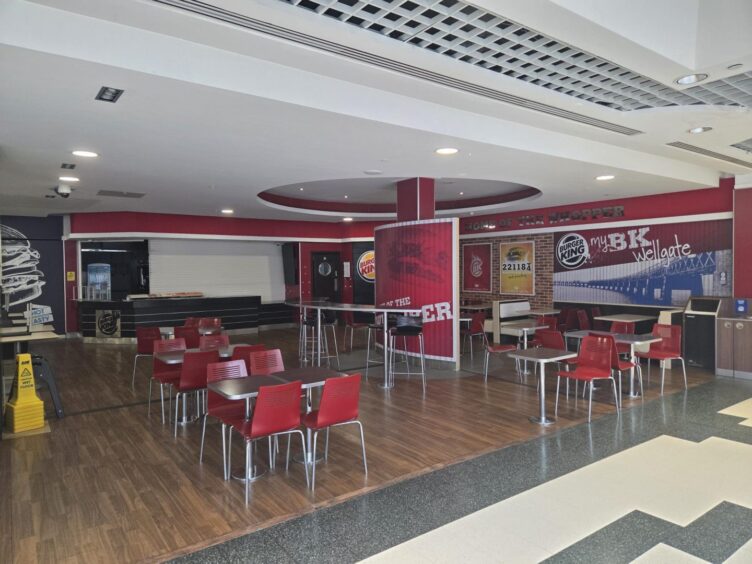 Shutters are down at the Dundee Wellgate Burger King.