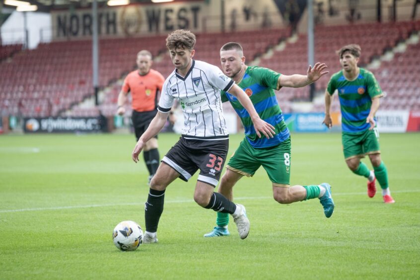 Pars attacker Josh Cooper keeps the ball against Hamilton Accies.