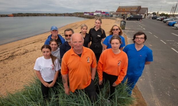 Some Anstruther locals on the site of the new lifeboat station