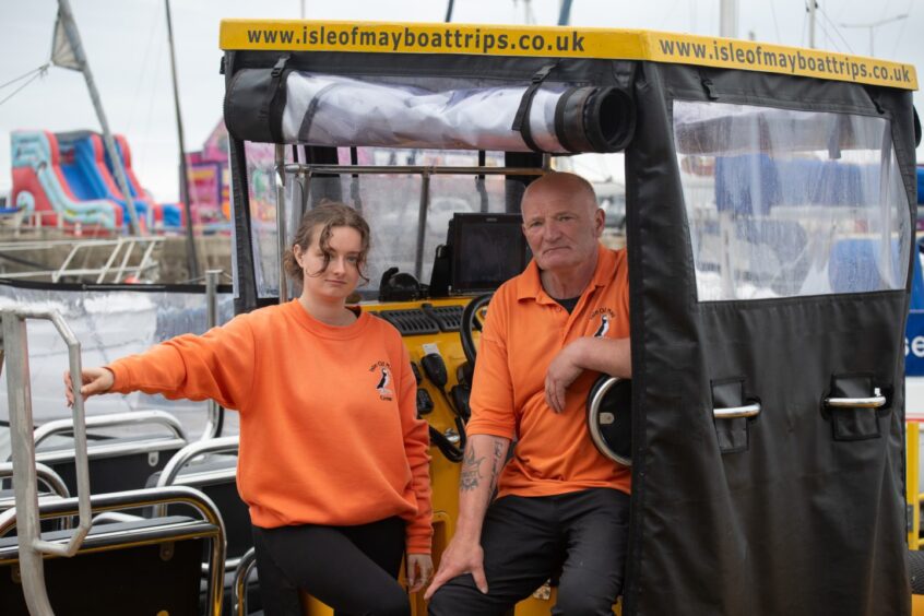 Rab Deas and daughter Ellie on board Saorse, 
