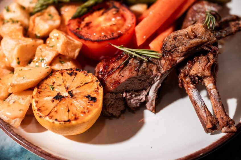 A close up image of a cooked lamb chops served at 1876 in Broughty Ferry