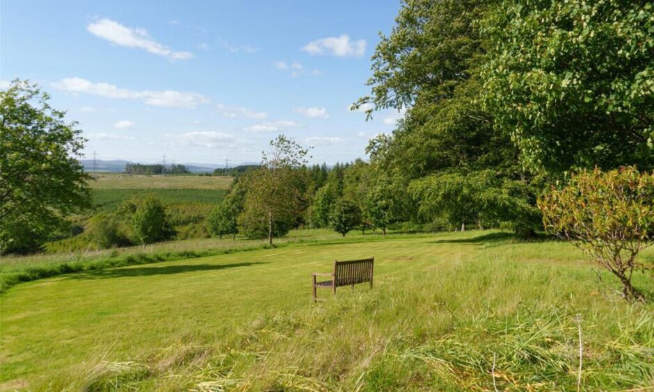 A seat with a view in the gardens.