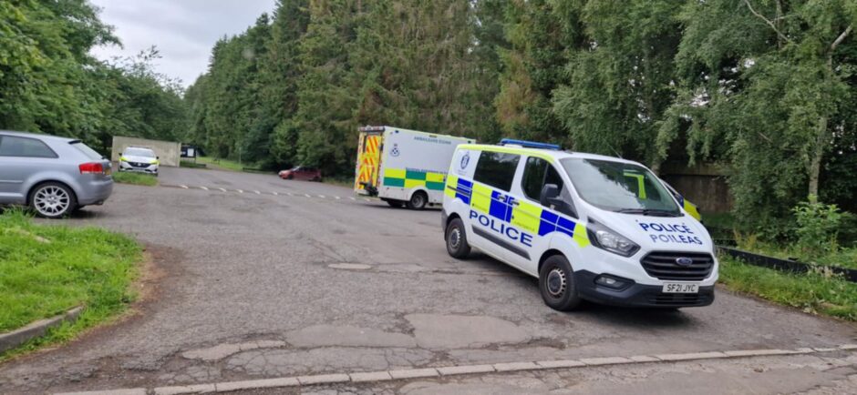 Police and paramedics at Clatto Country Park.