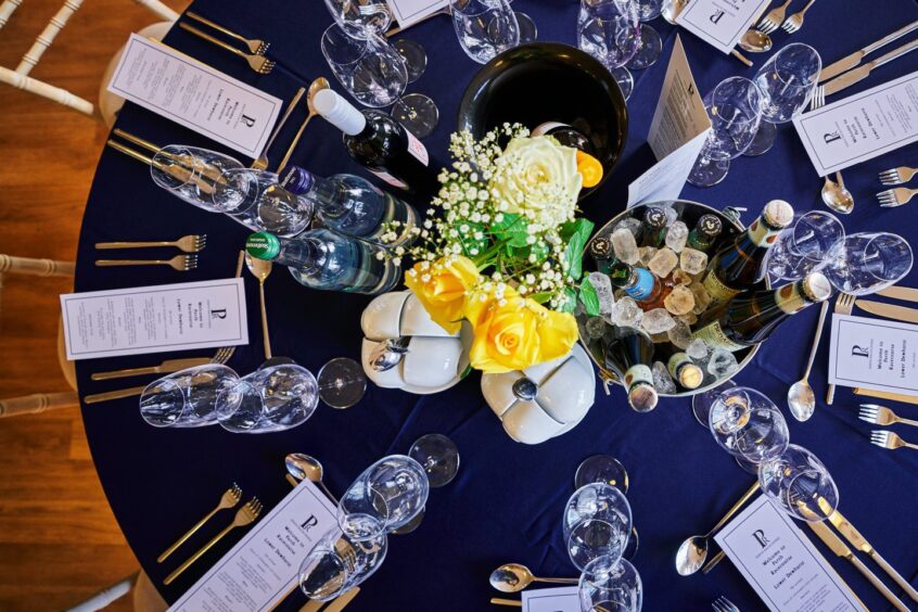 bird's eye view of a set table at a restaurant at Perth Racecourse