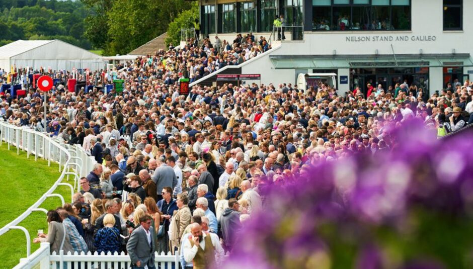 crowd gathered around the Perth Racecourse near the Nelson Stand and Galileo Restaurant
