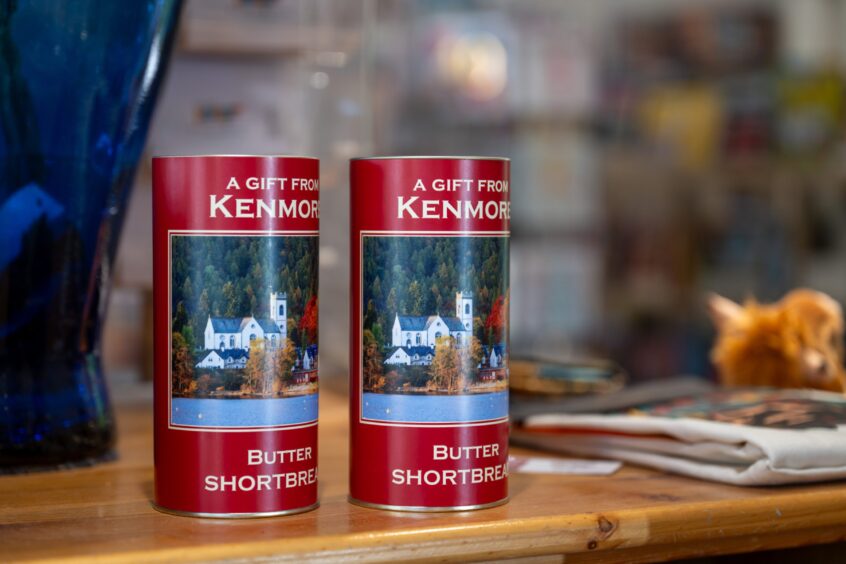 Tins of butter shortbread with 'a gift from Kenmore' on label