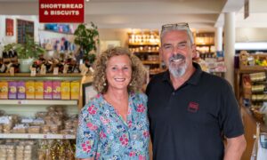 Henry and Marion Murdoch inside the shop