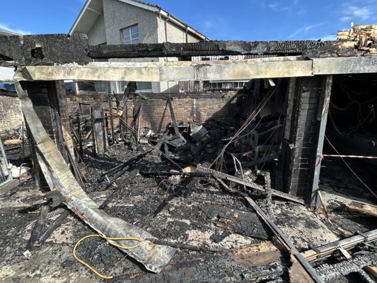 The aftermath of the Cowdenbeath garage fire.