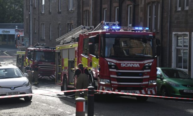 Crews at the scene on Abbot Street flat fire in the Craigie area of Perth.