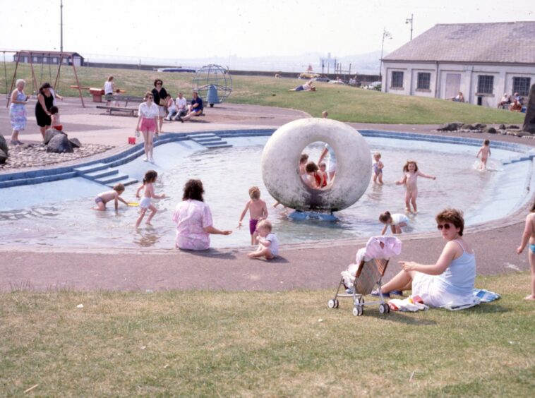Enjoying a splash at Castle Green in Broughty Ferry in July 1989.