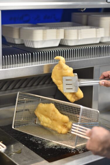 Cooked pieces of fish at The Plaice To Be in Pitlochry