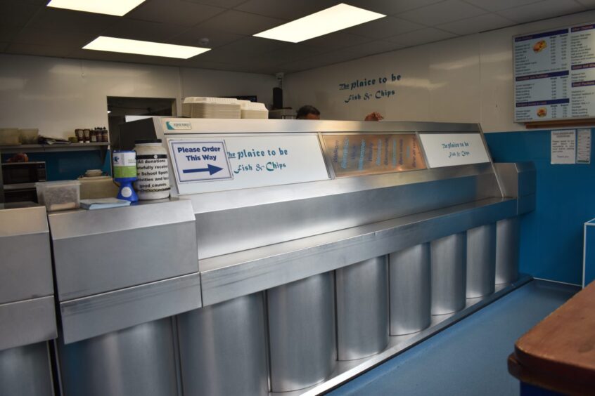 The counter at The Plaice To Be in Pitlochry.