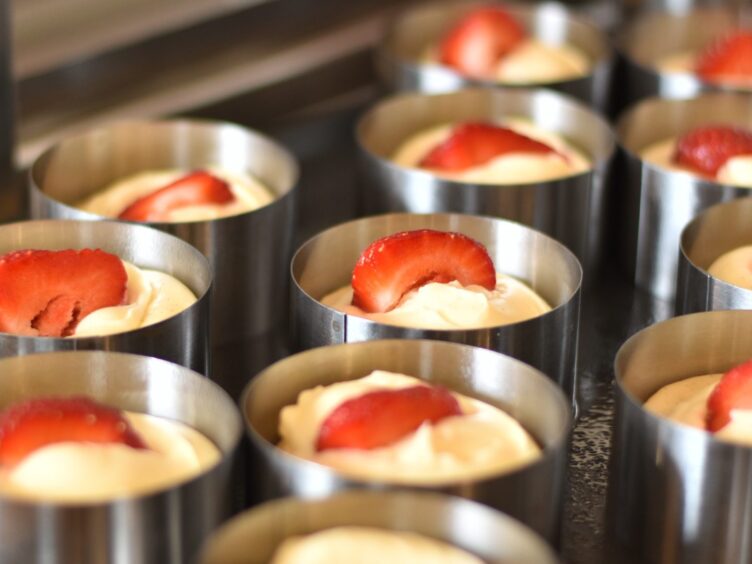 Strawberry and cream bakes ready for the oven.
