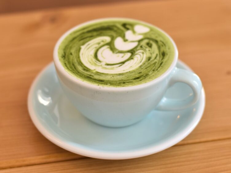 The matcha latte served at Hofn Coffee.