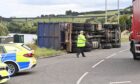 A tipped-over HGV at Lower Friarton Road in Perth
