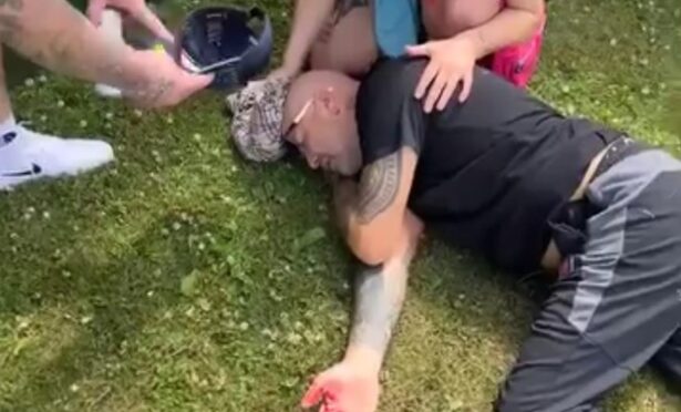 Darren on the floor at Doof in the Park.