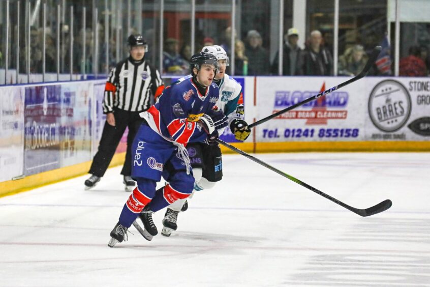 Gary Kelly on the ice for Dundee Stars against Belfast Giants in February.