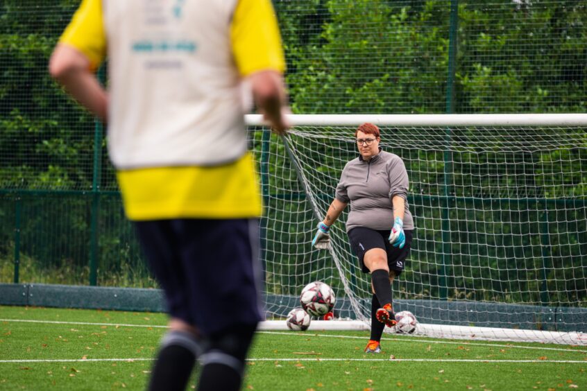 Jennifer is a goalkeeper in the Stirling walking football group