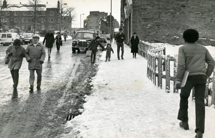 Residents in the Hilltown after a snowstorm in 1984. 