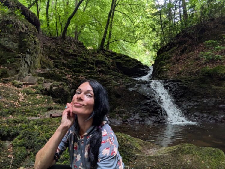 Gayle in the hidden valley near Glamis. 
