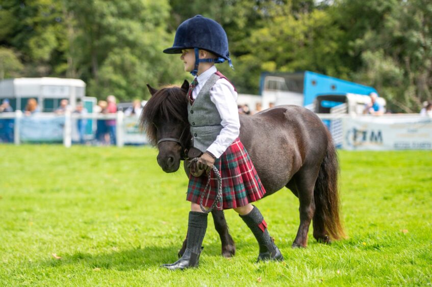 A proud young lad walking his pony at Braco Show, Perthshire.