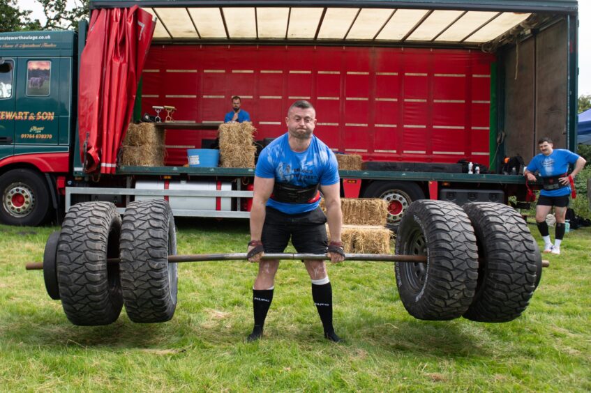 A Braco's Strongest Man entrant attempts the deadlift.